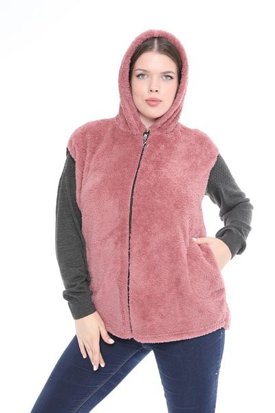 KSV Collection Βελούδινο γιλέκο Dusty Rose Plus Size