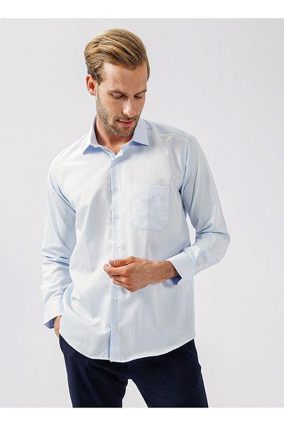 SÜVARİ Cămașă pentru bărbați cu guler clasic Dobby Blue - Ice Gm 2025000222
