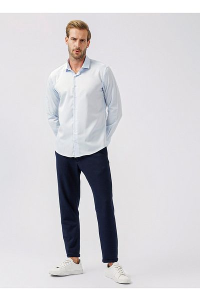 SÜVARİ Cămașă pentru bărbați cu guler clasic Dobby Blue - Ice Gm 2024700349