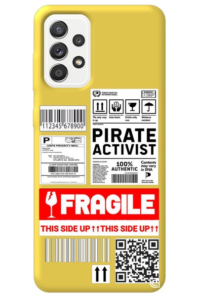 WANNA PROTECT Samsung Galaxy A72 Yellow Premium Velvet Fragile Patterned Sili...