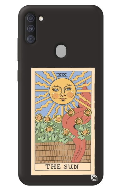 WANNA PROTECT Compatible Samsung M11 Black Premium Velvet Inside Tarot Sun Pa...