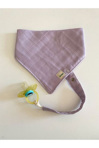 Le Petite Histoire Pacifier Strap (washable) and Drool Scarf 100% Cotton Muslin