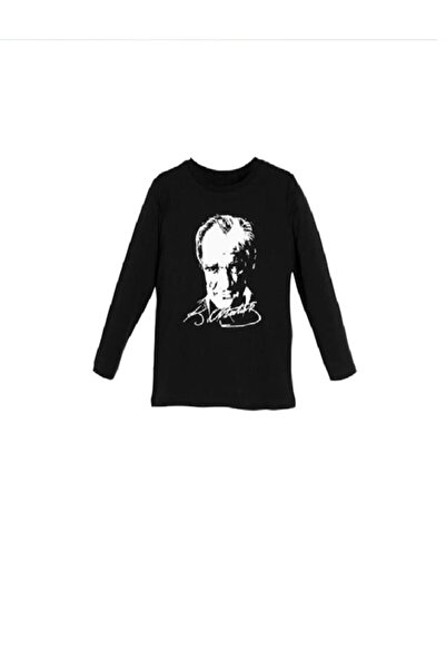Nacar Atatürk Ve Imza Baskılı Uzun Kol Tshirt