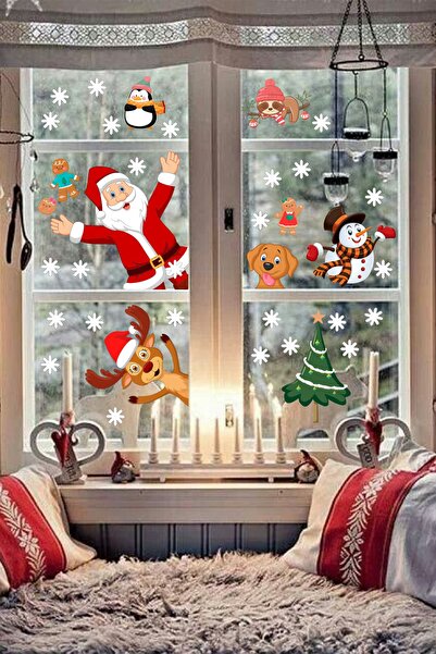 Echo Home ملصق عيد الميلاد سانتا شجرة عيد الميلاد البطريق ورقاقات الثلج تحت ع...