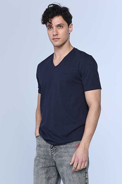 ECKO UNLTD Ανδρικό μπλουζάκι Forester Navy Blue με λαιμόκοψη V