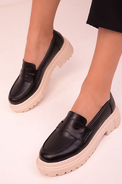SOHO Black-Beige Women's Casual Shoes 17487