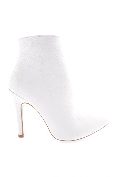 DGN Pointed Toe Thin Heeled Women's Boots White Satin Snake 26233322121452322