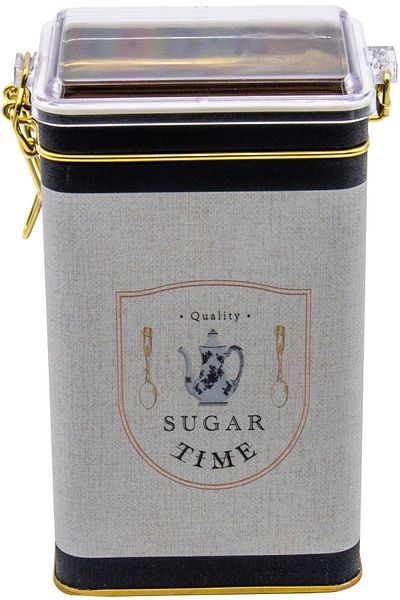 EVLE Er048-6f Sugar Patterned Rectangular Metal Storage Container 8x10cm