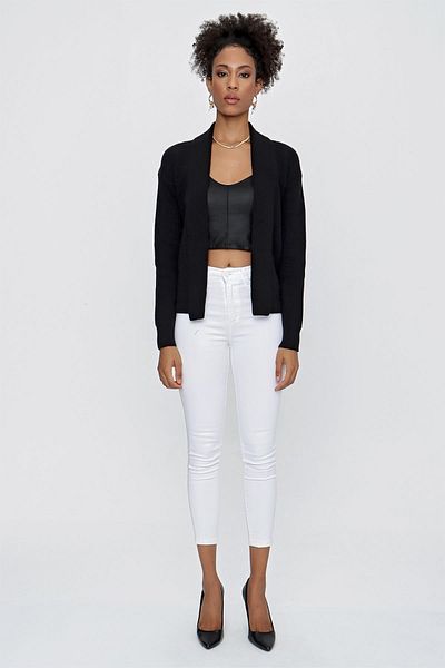 CHUBA Women's Shawl Collar Melange Knitwear Cardigan Black 23w319