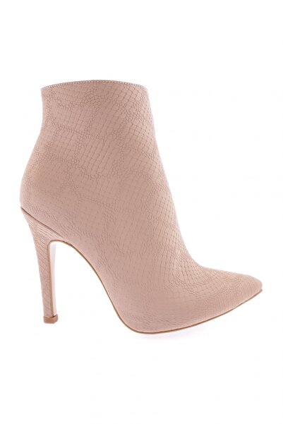 DGN Pointed Toe Thin Heeled Women's Boots Nude Satin Snake 26233322121452322