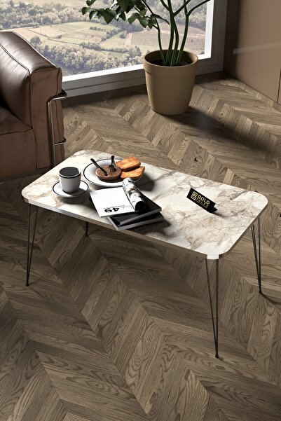 GOLDFALEZ Orta Sehpa Kr Siyah Tel Ayak Gümüş Efes