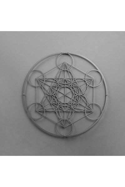 Colorfull Worlds Decor de perete din metal cu geometrie cub Metatrons - Decor de perete cadou pentru birou acasă