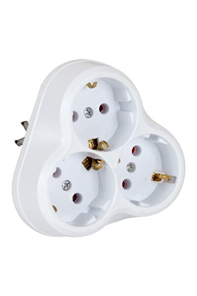Depa 3'lü Topraklı Golyat Fiş Priz - Sıva Üstü - Priz Çoğaltıcı - Papatya - 1...