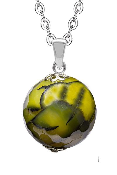 Tesbih Atölyesi Certified Faceted Veined Green Agate Stone Natural Stone Necklace
