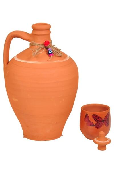 SAMESA HEDİYELİK Toprak Testi 5 Litre (1 Adet Testi Kapagı --adet Desenli Bar...