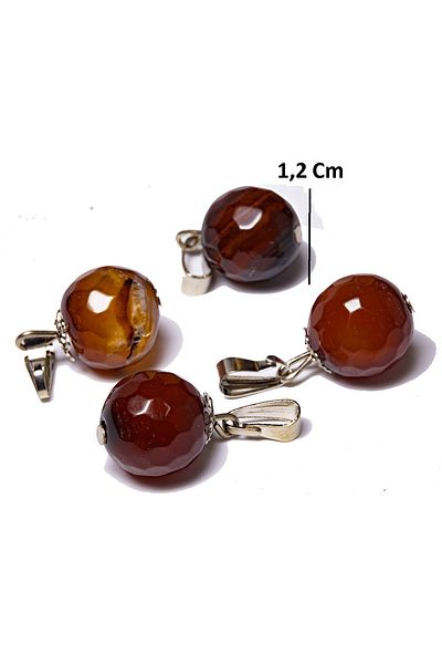 Tesbih Atölyesi Certified Jemen Agate Stone Necklace with Diamond Cuts