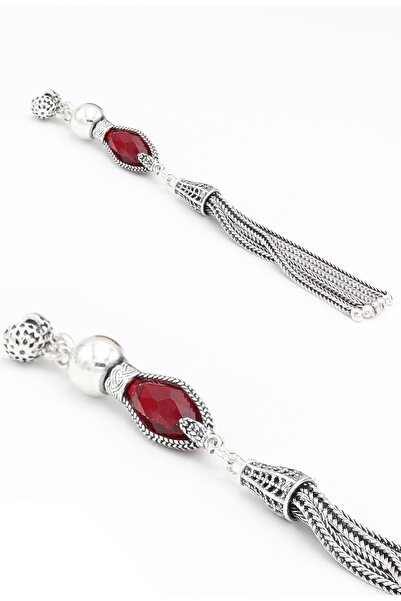 Midyat Nurtaş Gümüş Yakut Taşlı 925 Ayar Gümüş Tesbih Püskülü 201021425