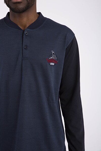 OverPazar Erkek Pijama Takımı Uzun Kollu 1035 Pamuklu