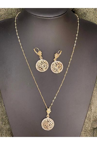 Gönülden Tasarım Zircon Stone Design Tree of Life Necklace Earring Set