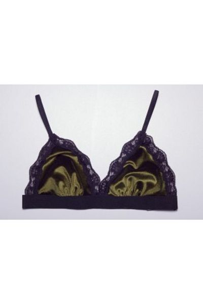 DEEP SECRET Λαδί Πράσινο Βελούδινο Δαντελένιο Bralet Ds 200111 br