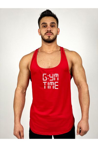 Black İstanbul Gym Time Printed Athlete Tank