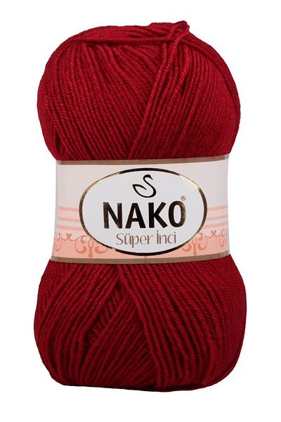 NAKO Super Pearl 5-Piece Hand Knitting Thread 1175 Dark Red