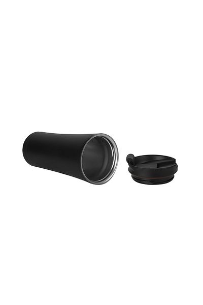 SEDEF SİLVER Mattblack Series Coffee Themed Stainless Steel Small Tea Coffee Thermos Cup