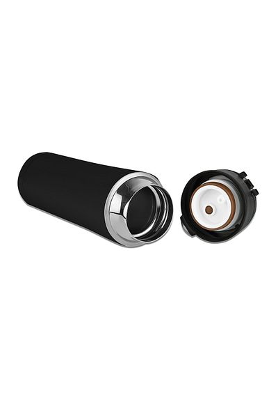 SEDEF SİLVER Mattblack Series Coffee Themed Stainless Steel Small Tea Coffee Thermos Cup