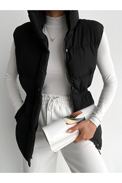 ladyzey Жіночий жилет середньої довжини з еластичним поясом, без рукавів, з надувними вставками