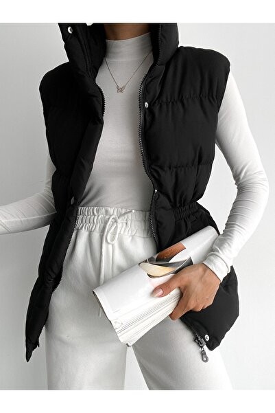 ladyzey Жіночий жилет середньої довжини з еластичним поясом, без рукавів, з надувними вставками