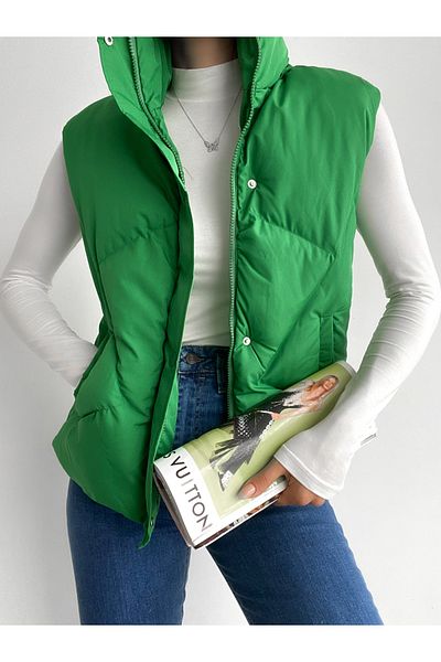 ladyzey Women's Medium Length Stand Collar Sleeveless Puffer Vest