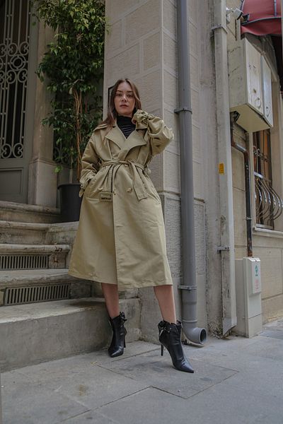 Shivi Fashion Women's Wide Cut Back Printed Trench Coat