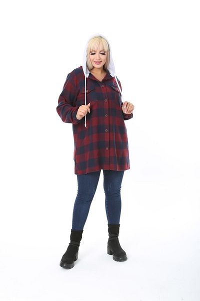 xlargebutik Plus Size Women's Clothing Lumberjack Shirt Bordeaux