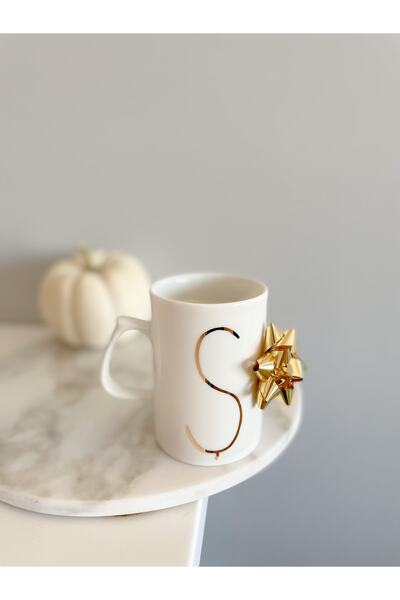 Mugtasarım 24k Altın Yaldızlı Porselen Mug-280cc- Ş Harfi