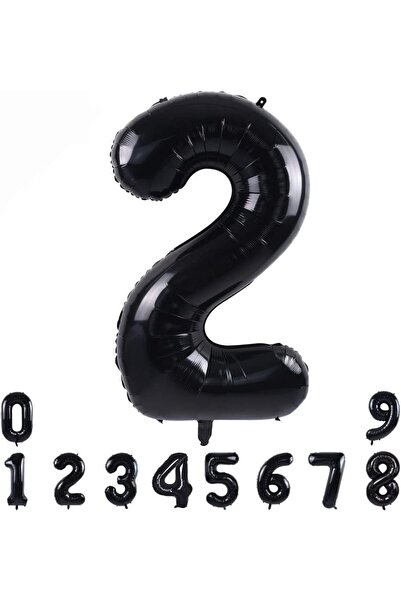 Patladı Gitti Black Concept Celebration Set για γενέθλια 2 ετών - Λευκό μαύρο μπαλόνι με καραμέλα, φύλλο αστεριών αριθμών και μπανάνα