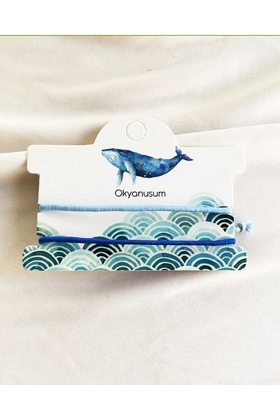 Atölye Merdiven My Ocean Whale 2-Piece Blue Rope Double Bracelet Set Bff, Lover Bracelet Gift Bracelet