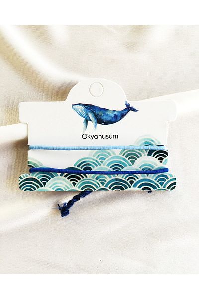 Atölye Merdiven My Ocean Whale 2-Piece Blue Rope Double Bracelet Set Bff, Lover Bracelet Gift Bracelet