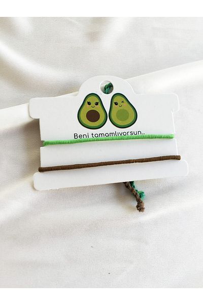 Atölye Merdiven You Complete Me 2-Piece Avocado String Double Bracelet Set Bff, Lover Bracelet Gift Bracelet