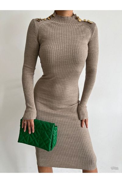 Secret Passion Lingerie Λεπτομέρεια κουμπιού Half Fisherman Mink Πλεκτά Μίντι Μήκος Βραδινό Φόρεμα και Φόρεμα Homecoming 0107 711