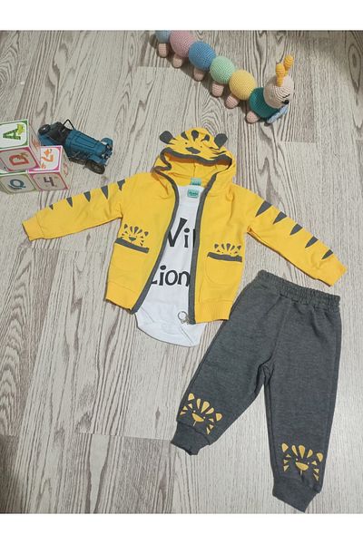 Damla Wild Lion Hooded 3 Piece Set