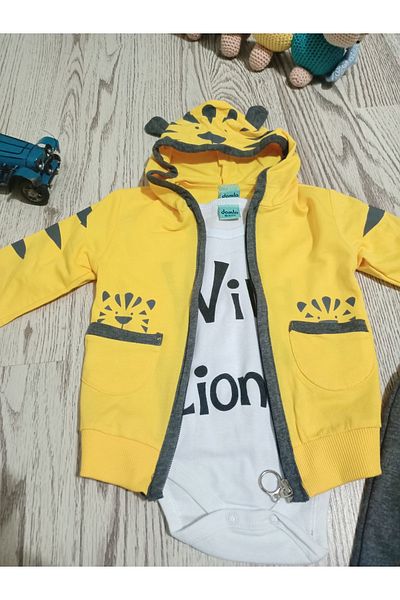 Damla Wild Lion Hooded 3 Piece Set