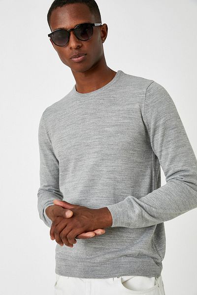 Koton Men's Gray Basic Sweater 3WAM70017HT