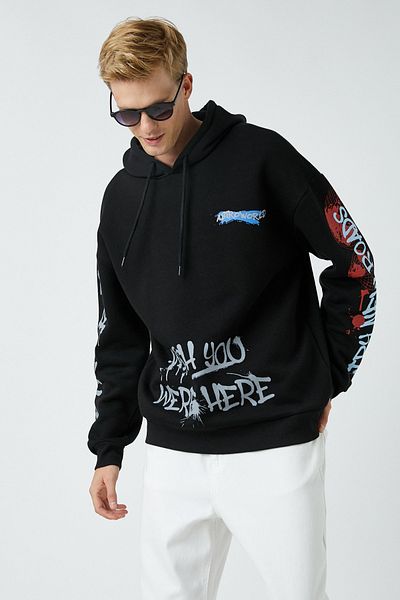 Koton Men's Black Sweatshirt 3WAM70570MK