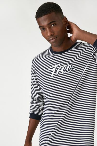 Koton Erkek Lacivert Çizgili T-Shirt 3WAM10097HK