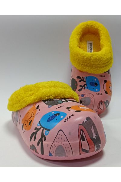 GEZER Furry Inside and Outside Eva Girl's Home School and Street Slippers Salmon