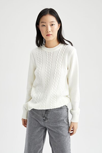 DeFacto Sweater - Ecru - Regular fit
