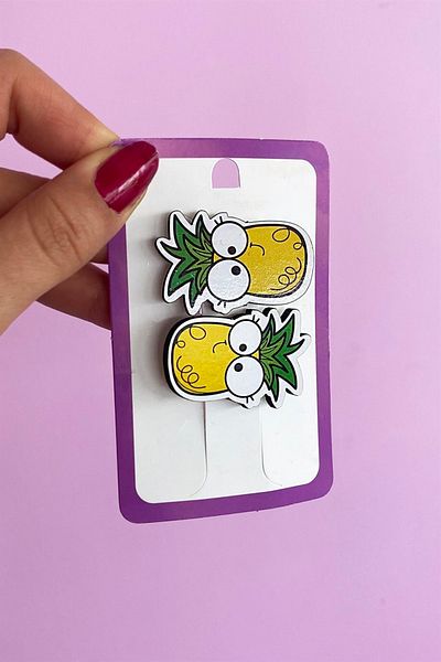 TAKIŞTIR Set de catarame cu cleme pentru copii, dublu cu ananas