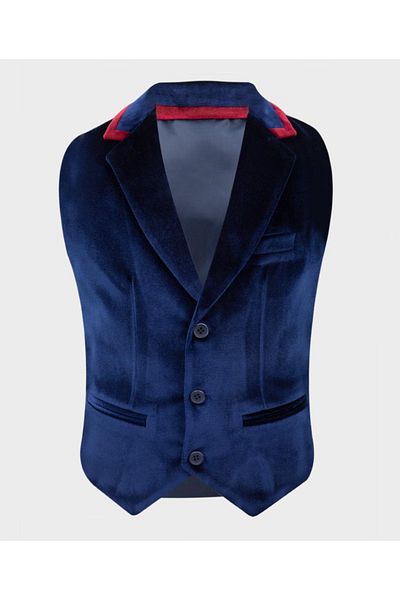 SIRRI Boy's Navy Blue Velvet Vest