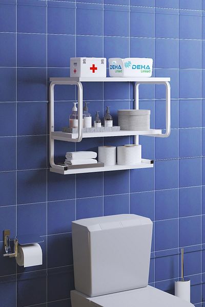DEHALİMİTED Three-Layer Over-the-Toilet Organizer Washing Machine Wall Shelf Bathroom Cabinet