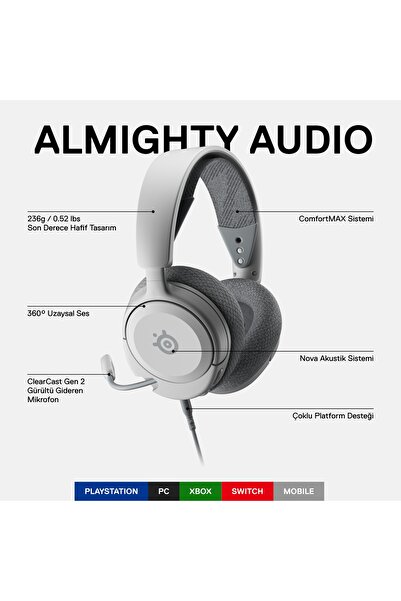 SteelSeries Arctis Nova 1p - Playstation Oyun Kulaklığı - Beyaz